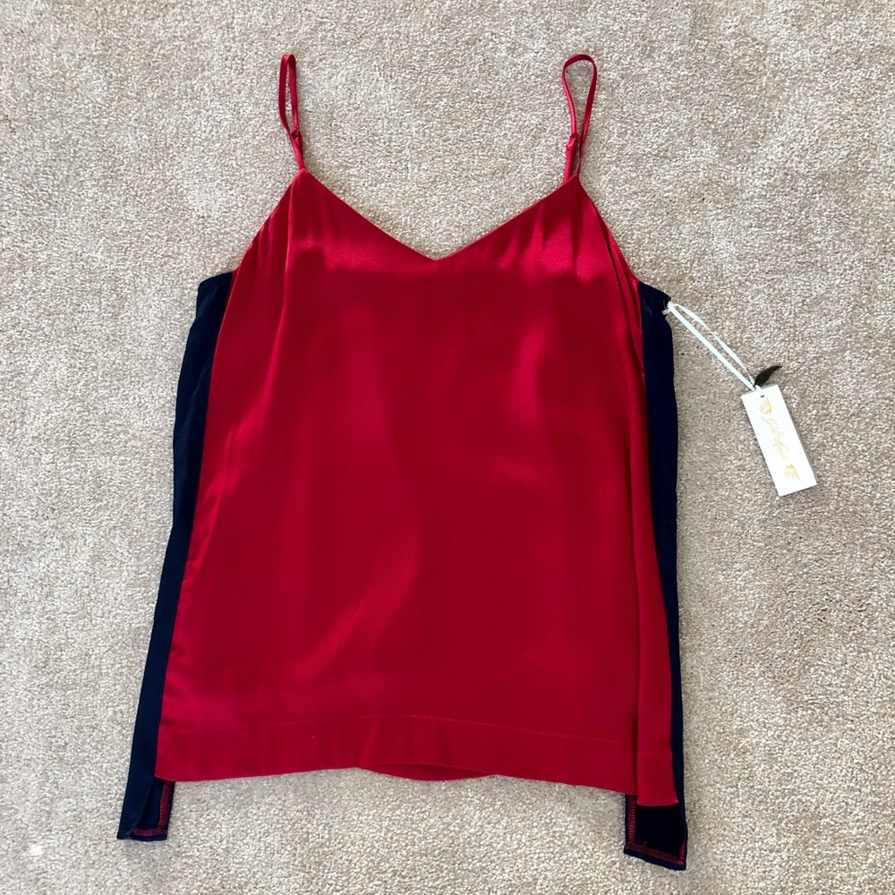 Gold Hawk Fiery Red w/ Navy Side Stripe Haley Cami; Luxurious Fabric NWT  Small